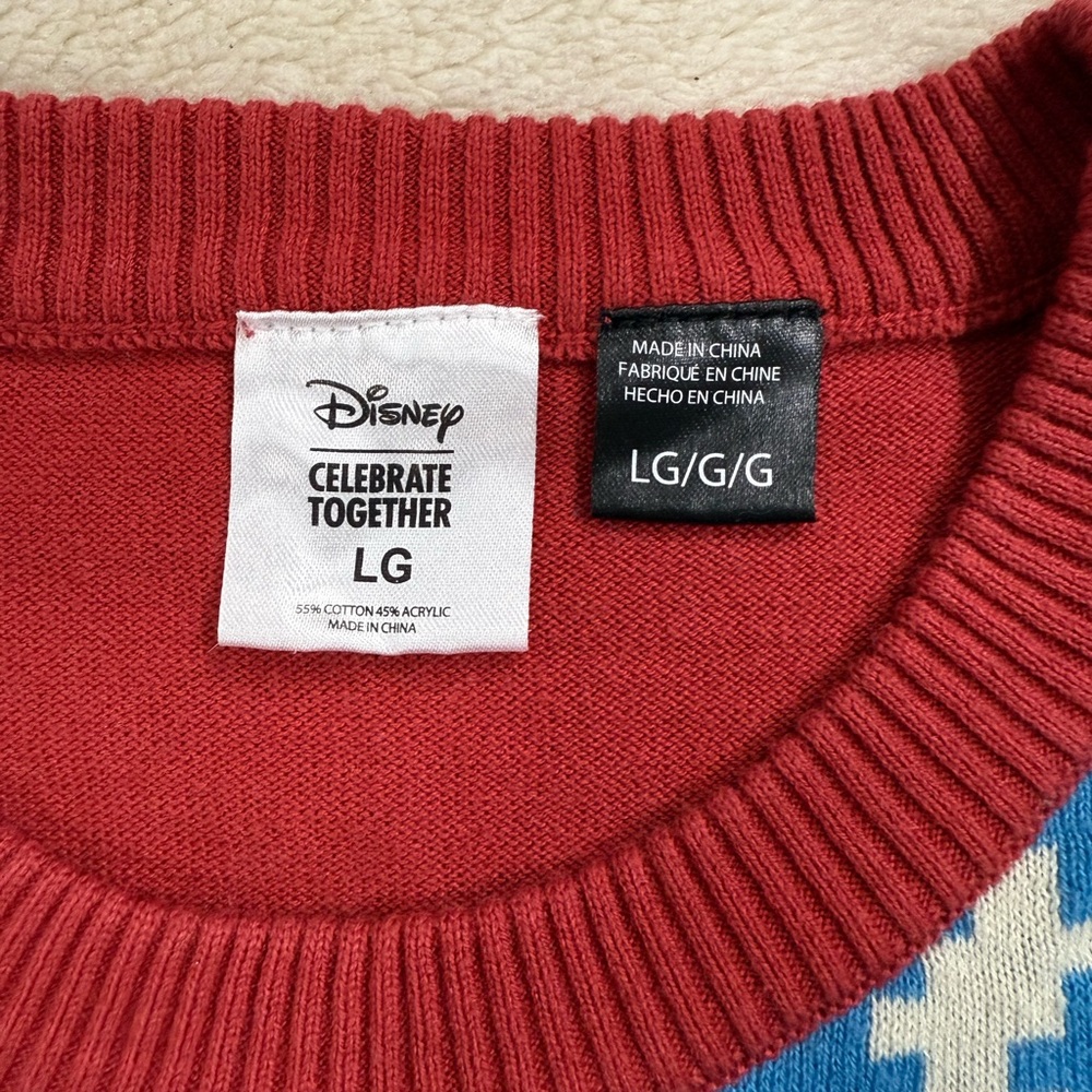 Youth Disney Mickey Mouse Ugly Christmas Sweater Red Blue Fair Isle Knit - Picture 3 of 3